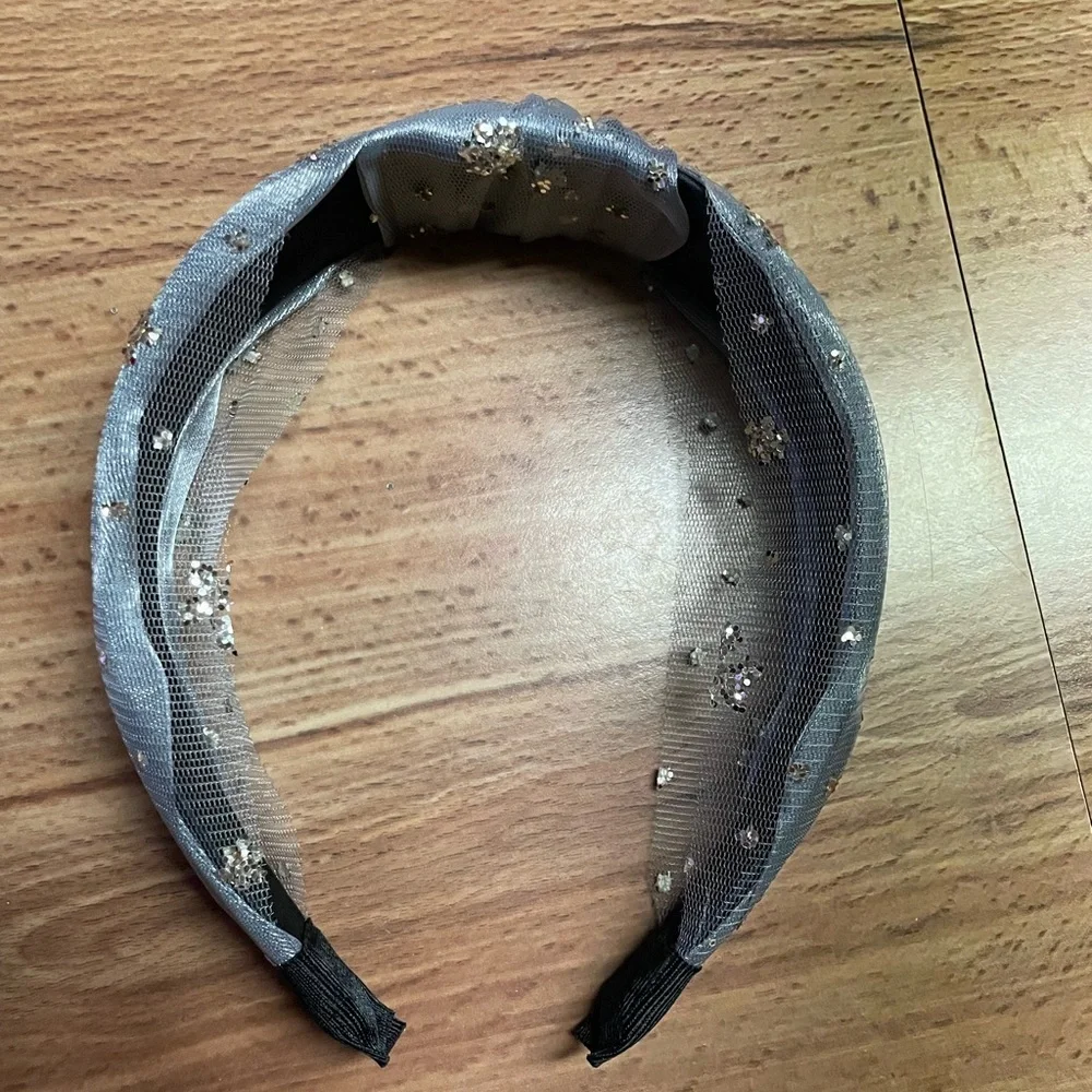 Gray Tulle Knot headband
